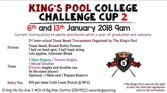 King's Pool College Cup 2018 (Part 1) - ITE College Central Billiards Club
